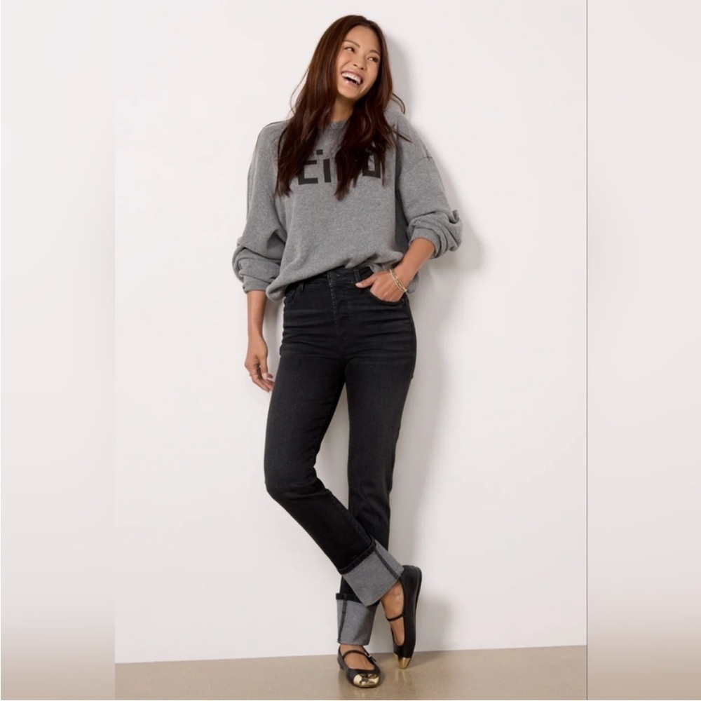 Evereve The Ever Straight Cuffed Black Jeans Size 28 boho coastal